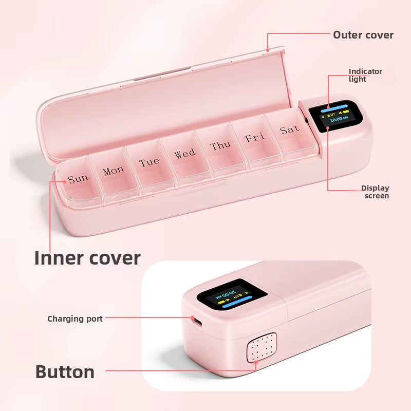 New Smart Electronic Pill Box with 7-Day Multi-Function Portable Timer Reminder and Compartmentalized Design