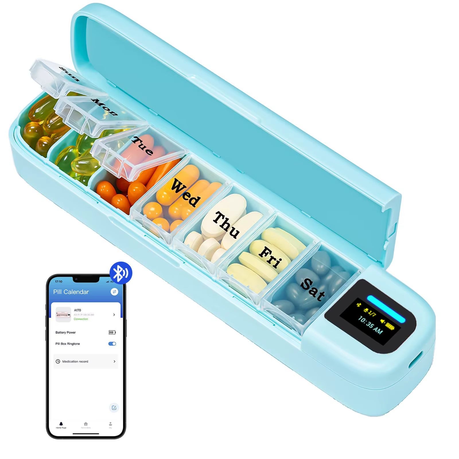 New Smart Electronic Pill Box with 7-Day Multi-Function Portable Timer Reminder and Compartmentalized Design