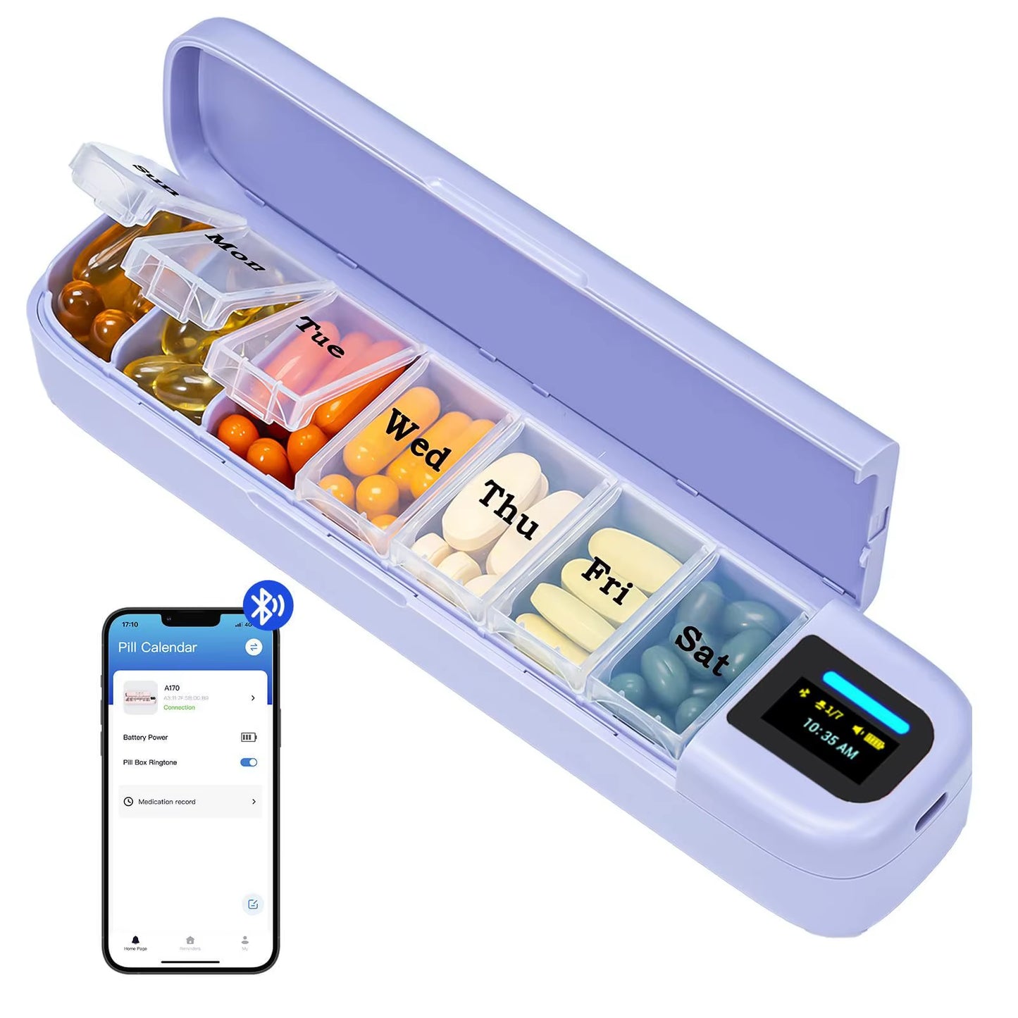 New Smart Electronic Pill Box with 7-Day Multi-Function Portable Timer Reminder and Compartmentalized Design