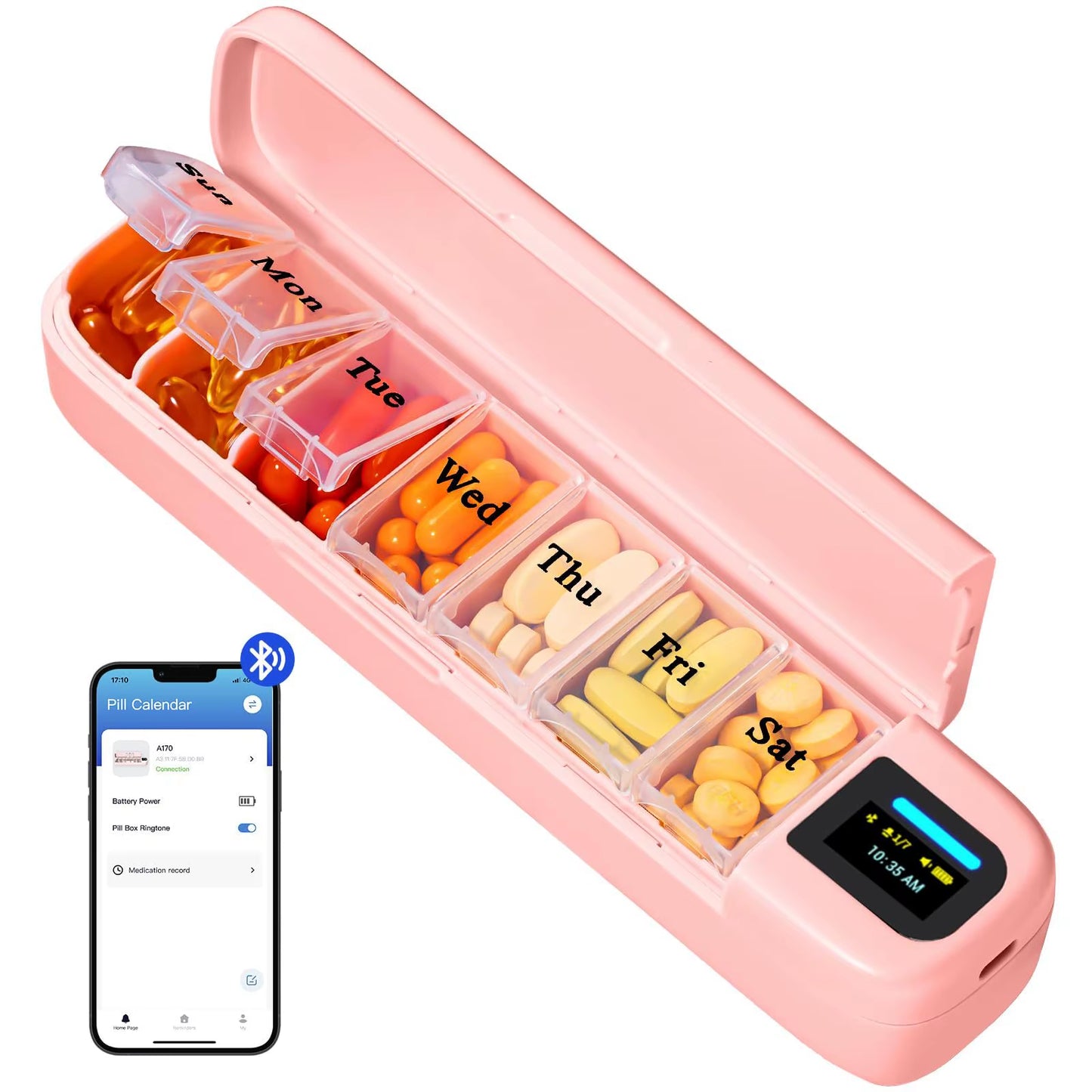 New Smart Electronic Pill Box with 7-Day Multi-Function Portable Timer Reminder and Compartmentalized Design
