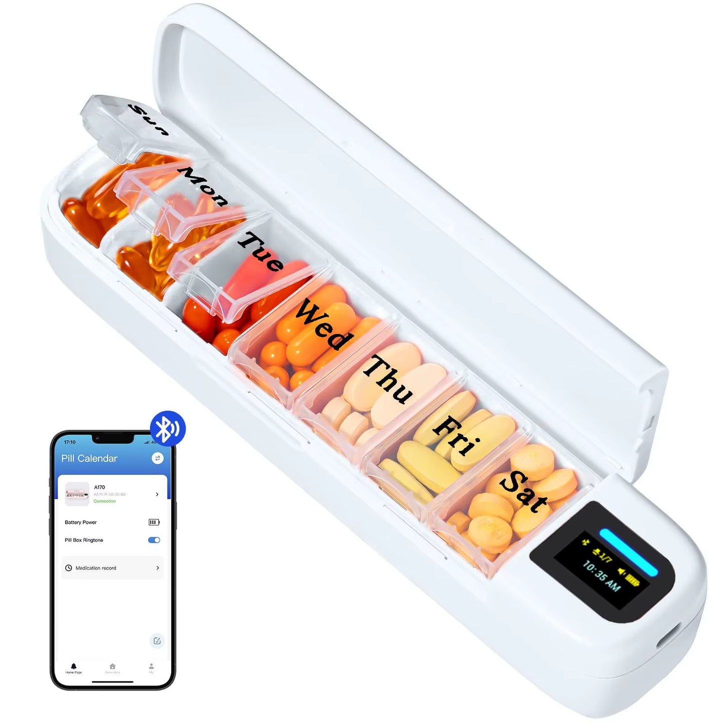 New Smart Electronic Pill Box with 7-Day Multi-Function Portable Timer Reminder and Compartmentalized Design