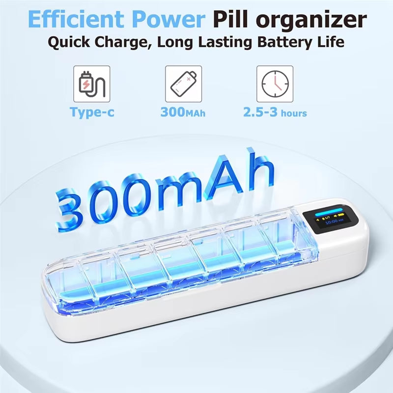 At63-Smart Pill Organizer with APP Integration, Bluetooth Enabled 7-Day Daily Once a Day Pill Dispenser with Alarm, Travel-Ready