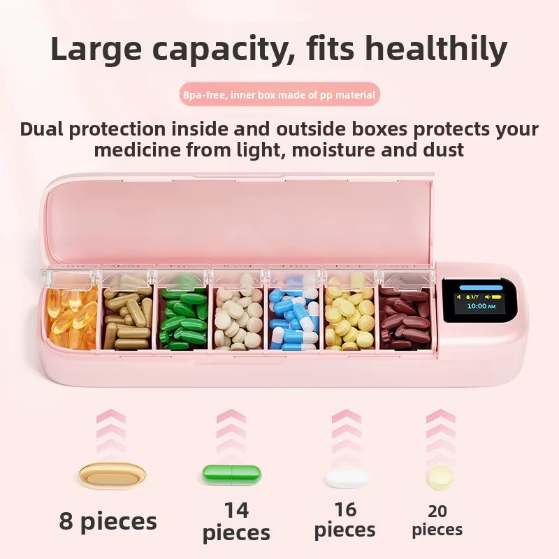 New Smart Electronic Pill Box with 7-Day Multi-Function Portable Timer Reminder and Compartmentalized Design